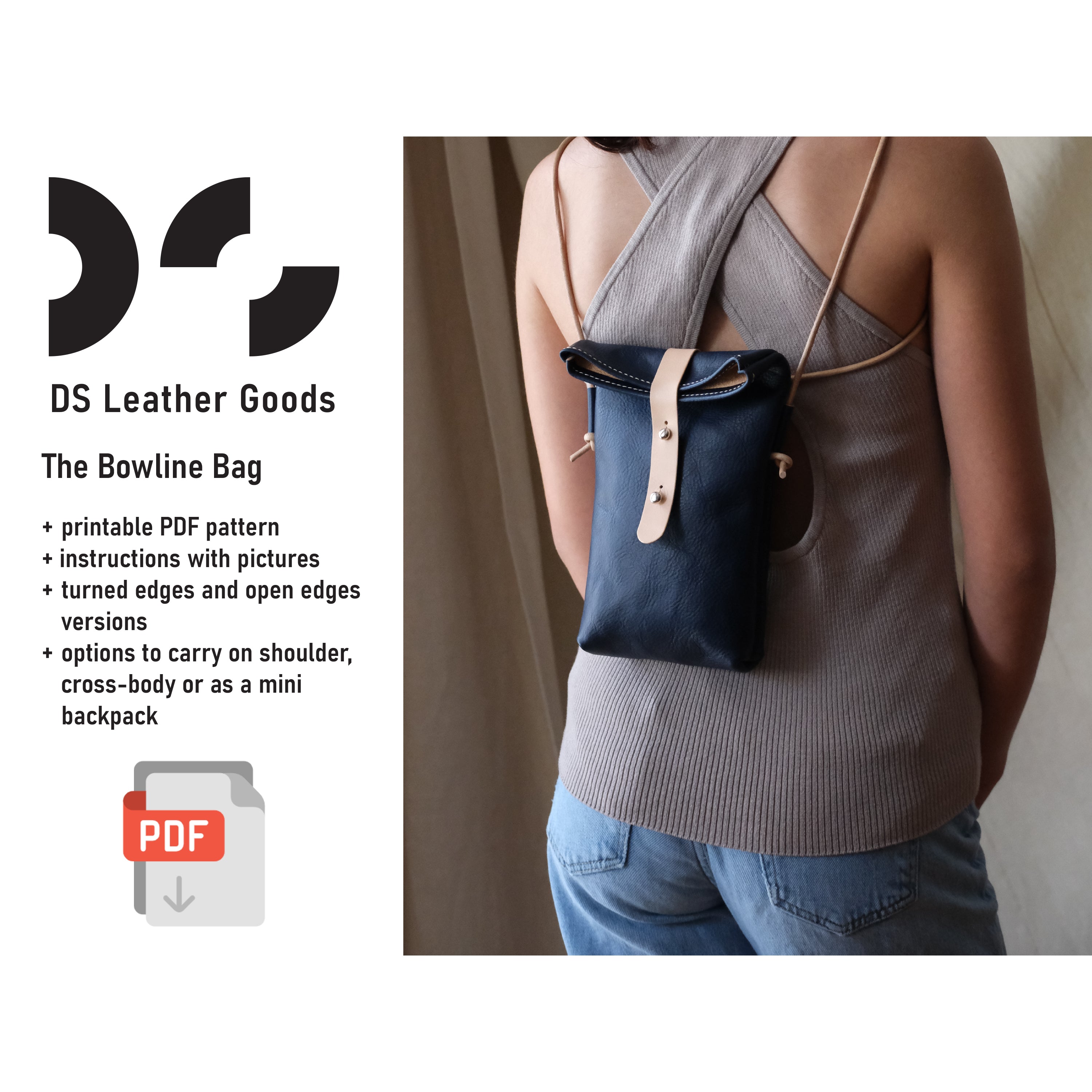 bowl backpack purse handmade leather DS-087 The Bowline Bag Digital Pattern – Rocky Mountain Leather Supply