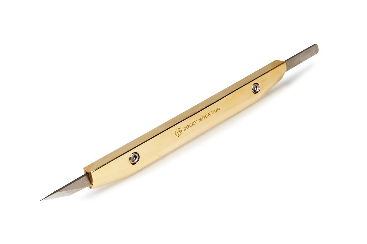 Rocky Mtn - Premium Brass Knife - For Both Left and Right Handed Use!