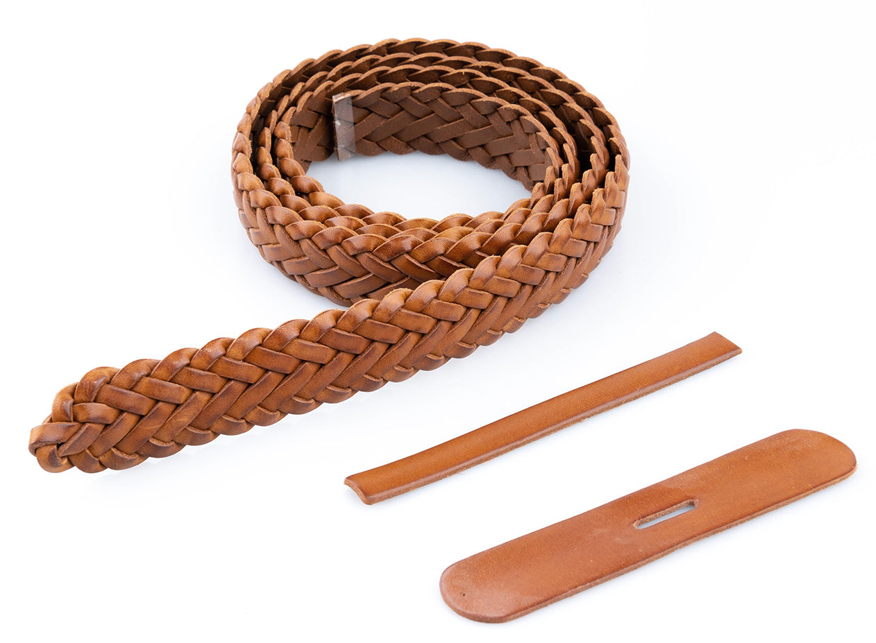 Premium Braided Leather Belt Kit (Natural Veg Tan) - 1.00 (28mm)