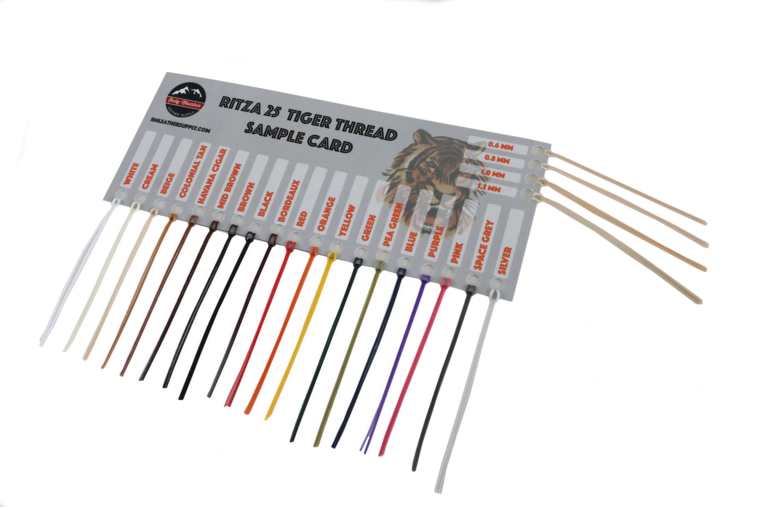 0.6 / 0.8 / 1.0 / 1.2 mm - Ritza 25 Tiger Thread - Sample Card