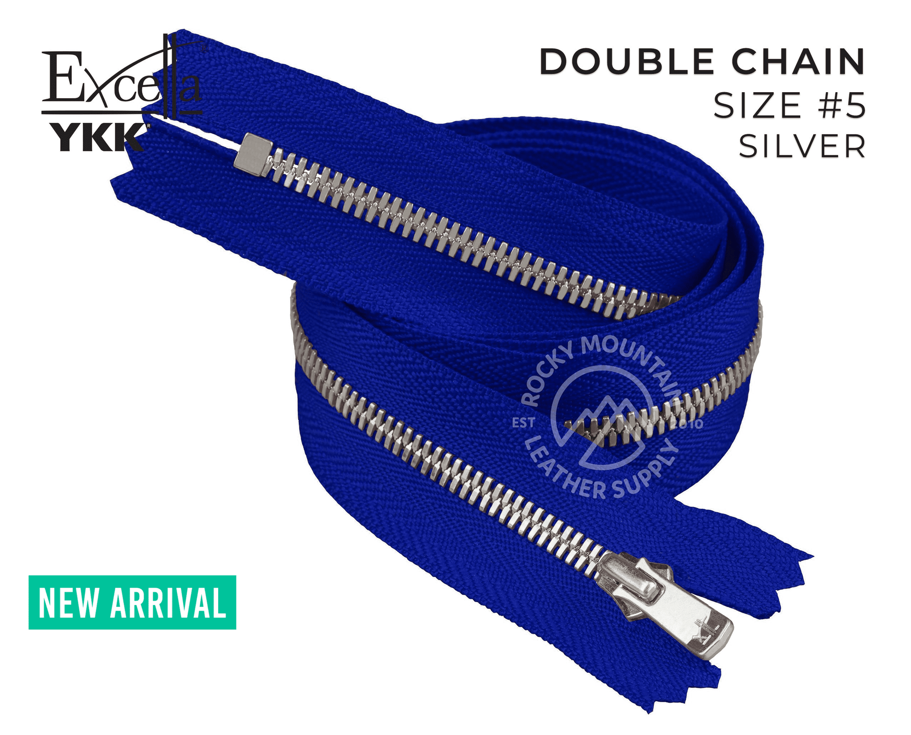 YKK 🇯🇵 - Excella Zippers - Size #5 - Double Chain (Silver) - 30 inches
