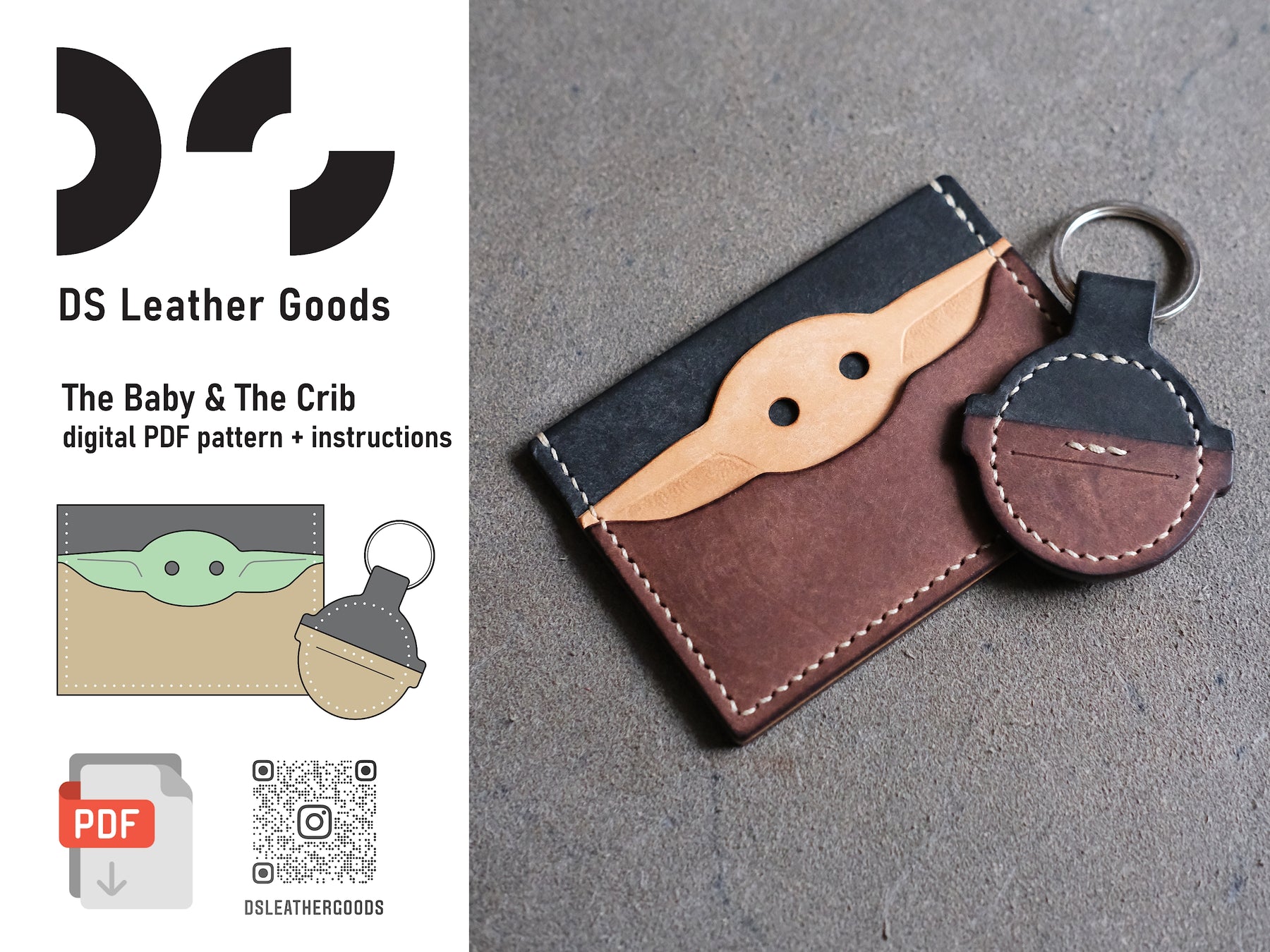 Leather Key Holder PDF Pattern. Leather Key Pouch. Key Bag. 