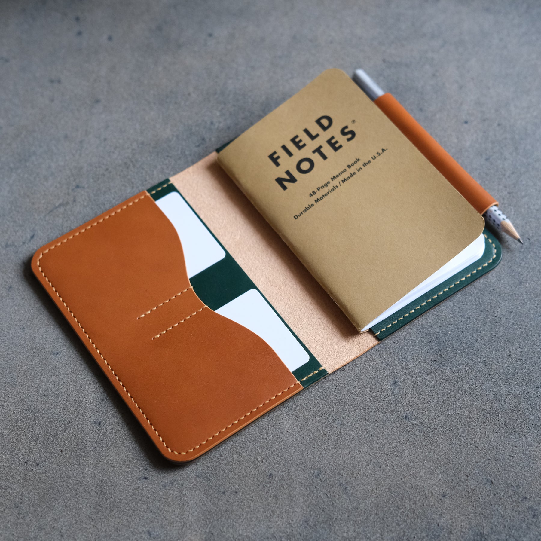 Leather Passport Holder for Men | Made in USA | 3.5 x 5.5 Field Notes Cover | Midnight Black