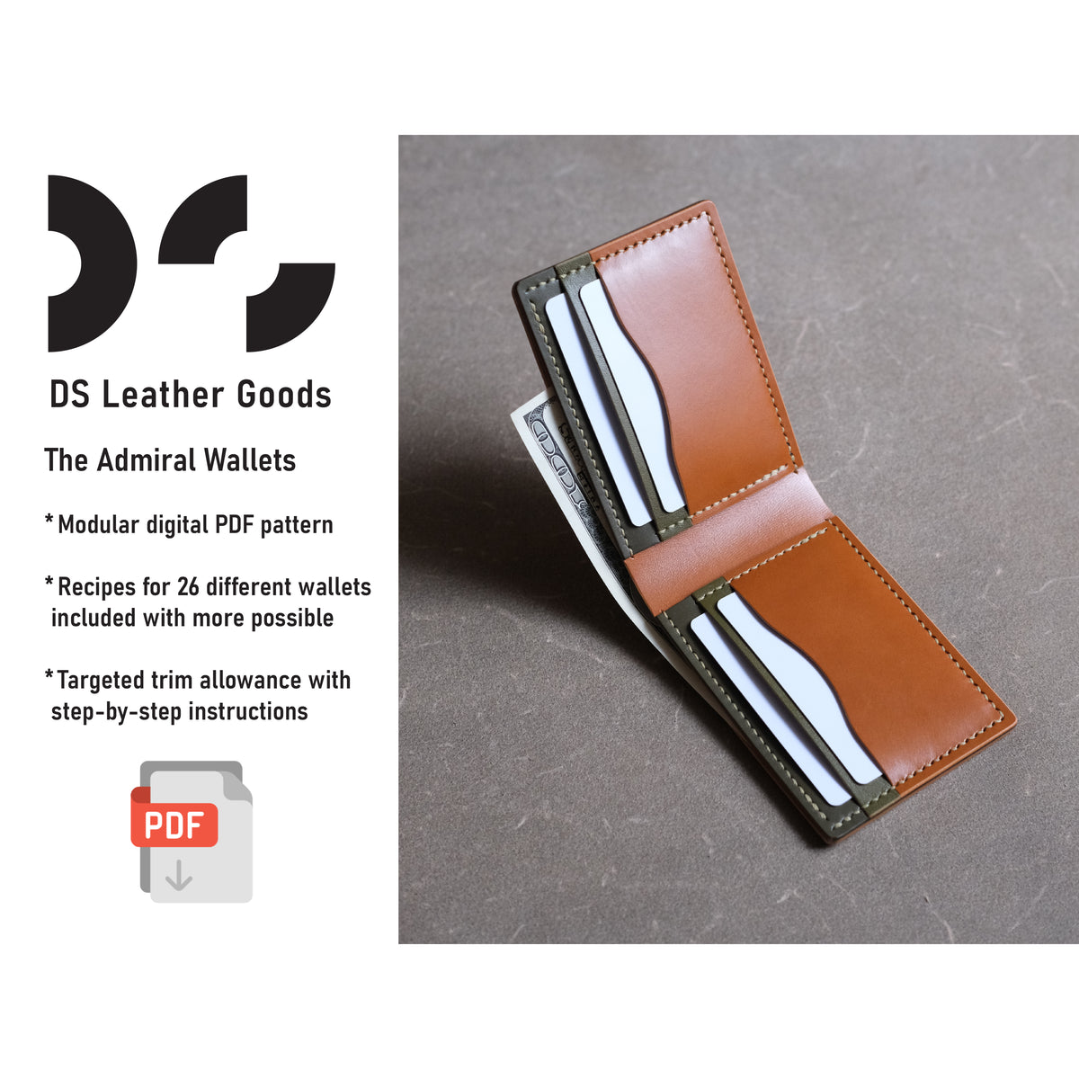 Ds Pattern DS-076 The Admiral Wallets Digital Pattern – Rocky Mountain Leather Supply
