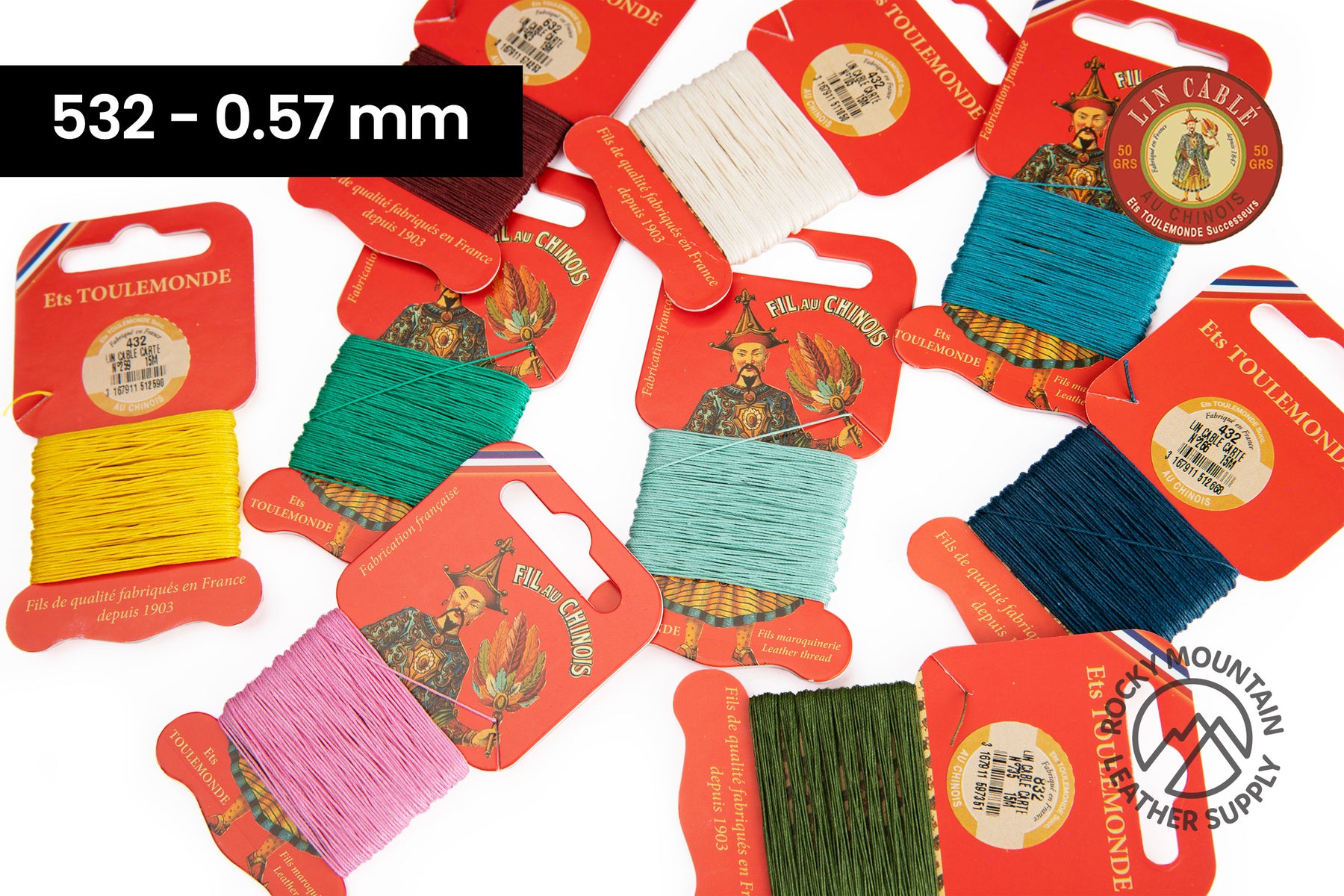Fil au Chinois - "Lin Cable" Waxed Linen Thread (Size 532) *15 Meters