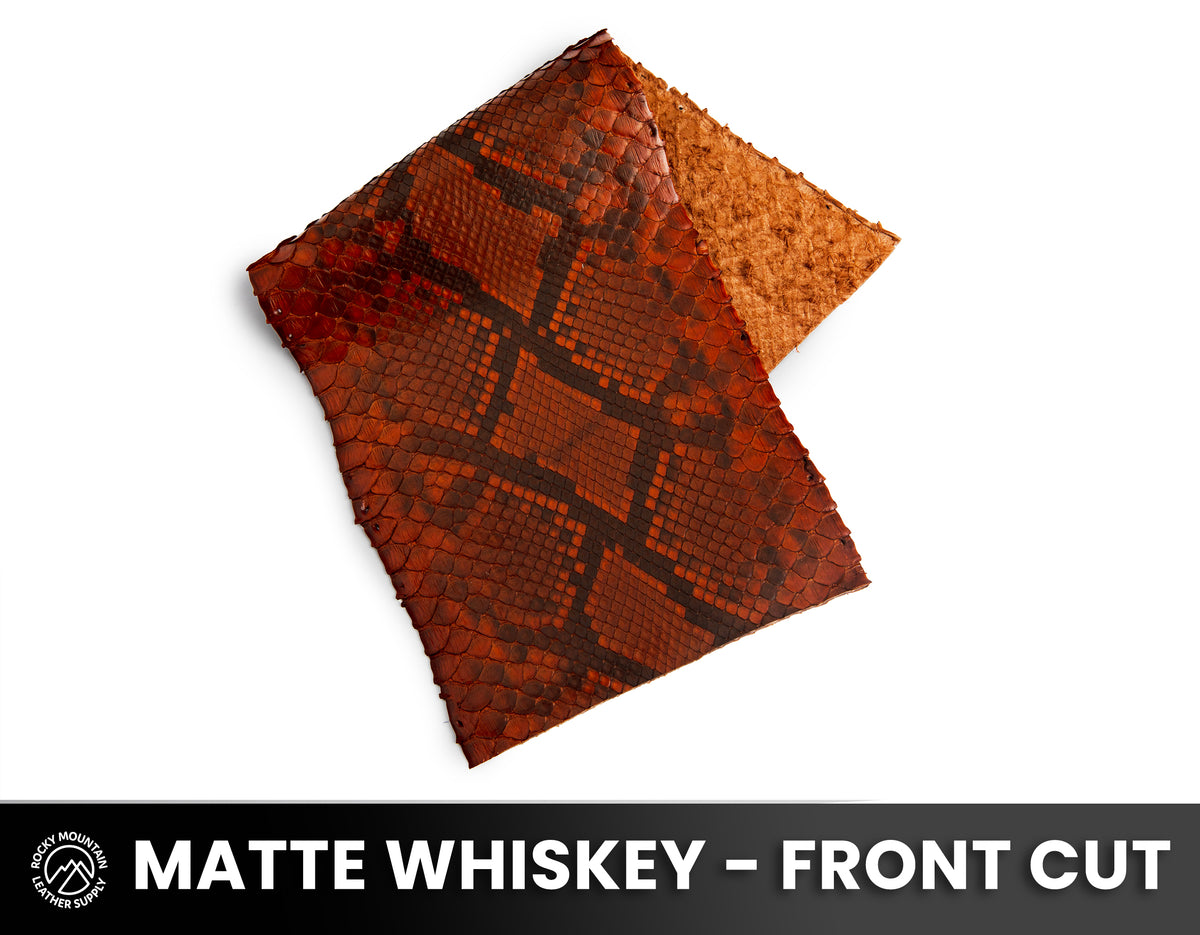 Matte Stainless Python Python Snake - Matte Whiskey - Exotic Leather (PANELS)