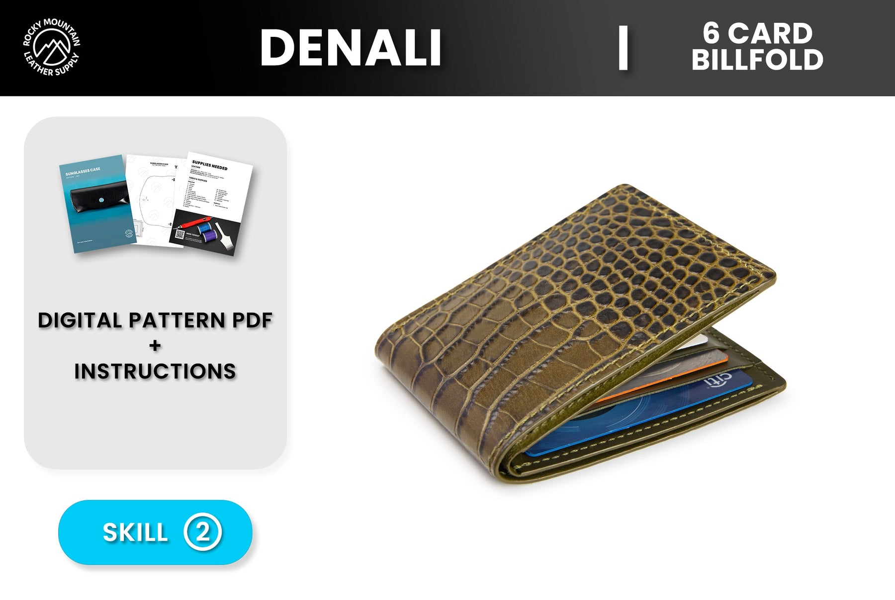 RM-010 The Denali - Luxury Billfold Wallet - Digital Pattern - Skill 2