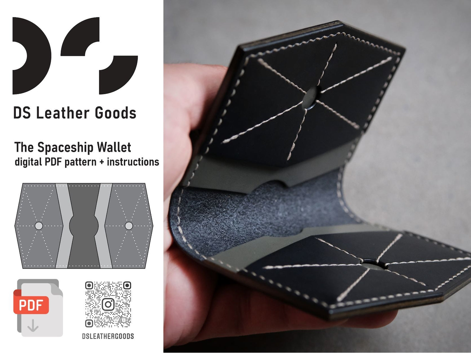 Spacship Card Wallet DS-042 The Spaceship Wallet Digital Pattern