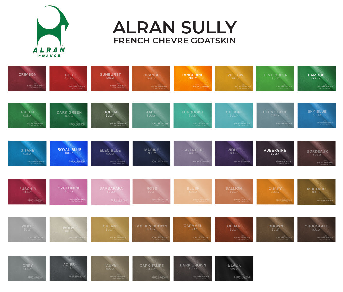 Alran - "Sully" Chevre Chagrin - Goat Leather (HIDES - WHITES/GRAYS/BLACKS)