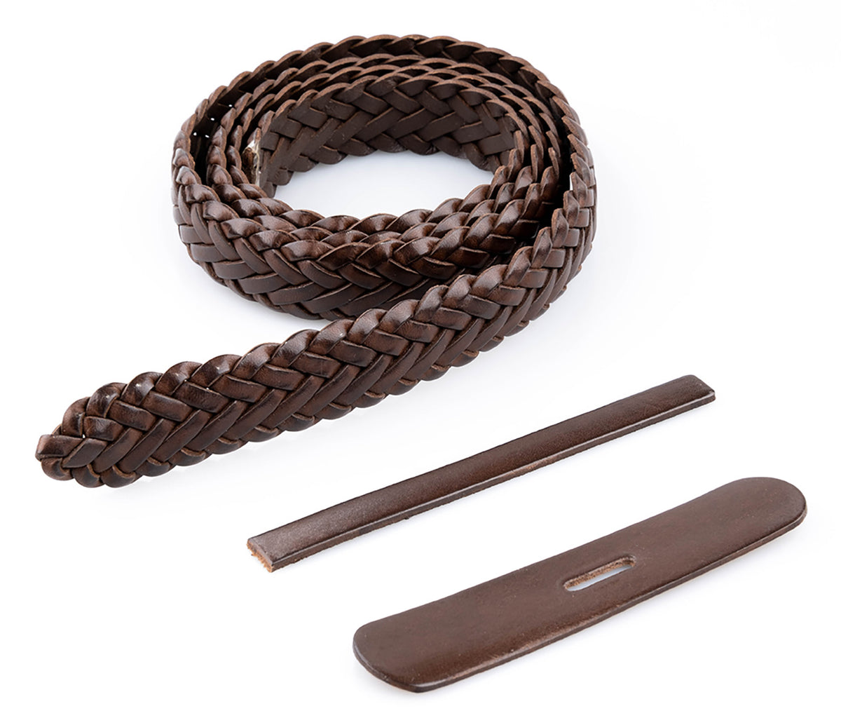 Premium Braided Leather Belt Kit (Brown Veg Tan) - 1.00" (28mm)