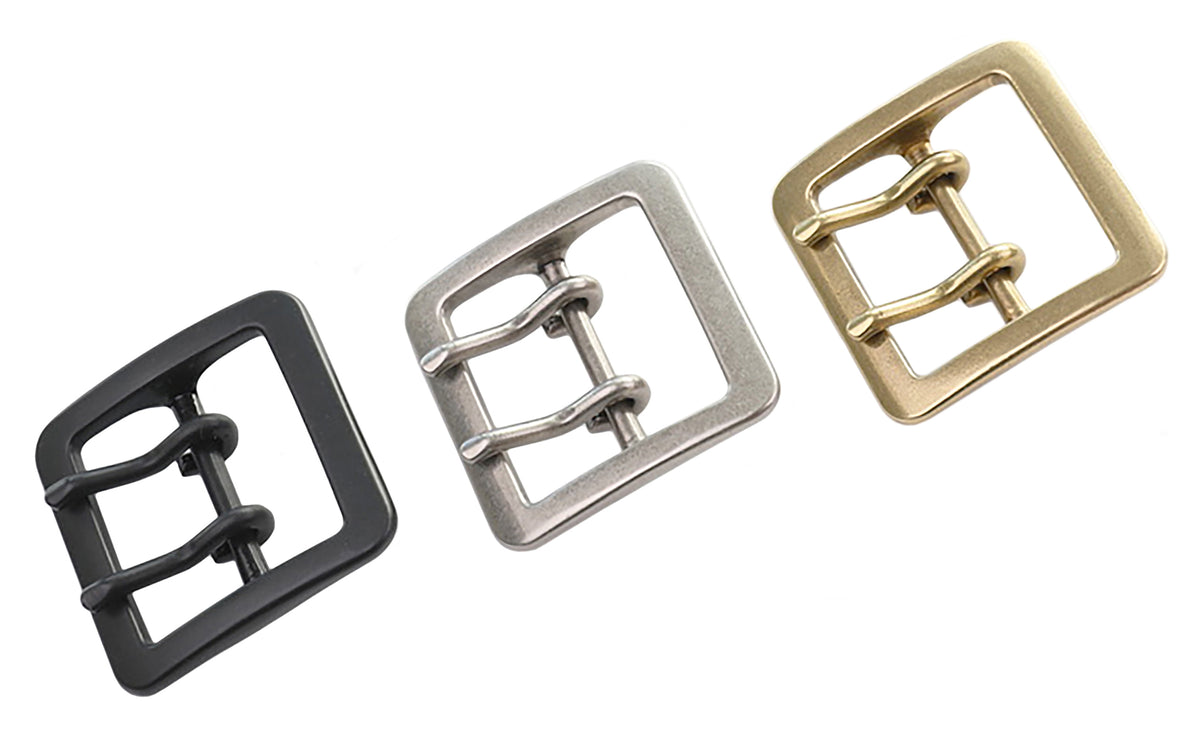 Belt Buckle - Japanese "Tetra" Double Prong (Solid Brass)