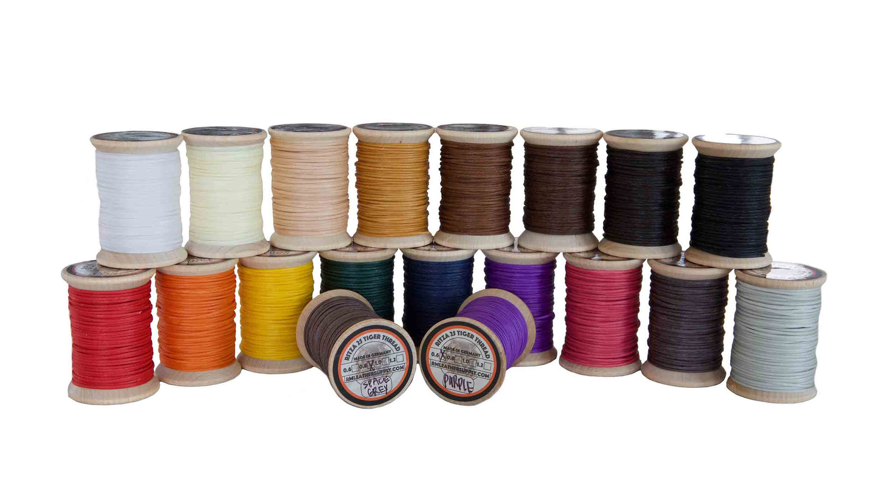 Four Colors of Waxed Polyester Thread in Many Lengths