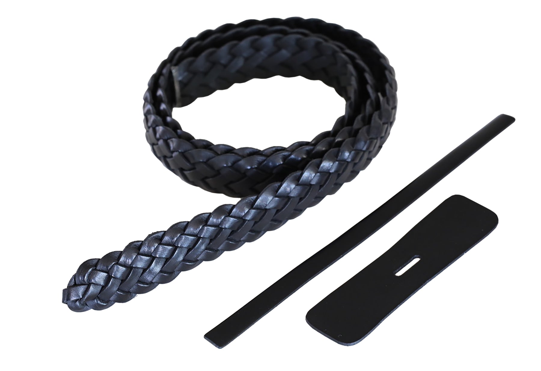 Premium Braided Leather Belt Kit (Black Veg Tan) - 1.25" (32mm)