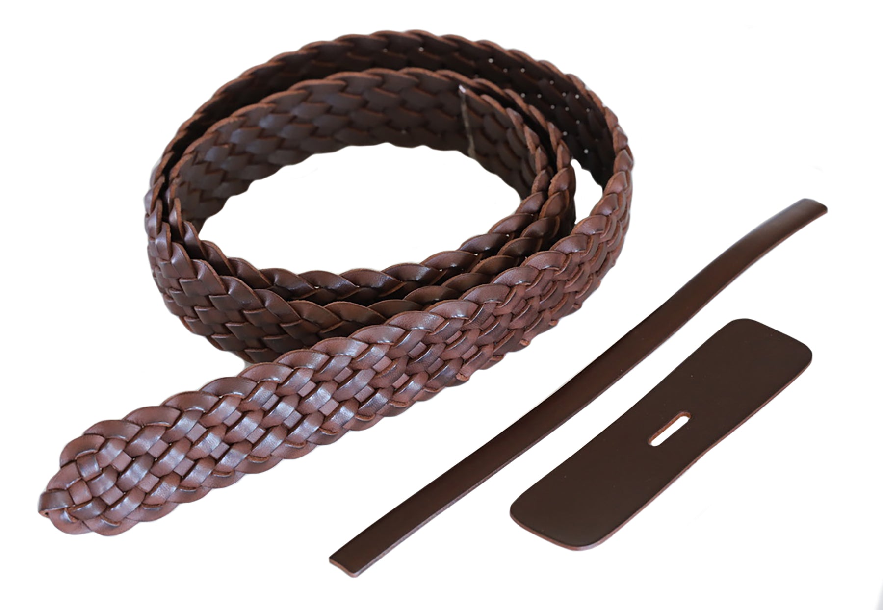 Premium Braided Leather Belt Kit (Brown Veg Tan) - 1.5 (38mm)