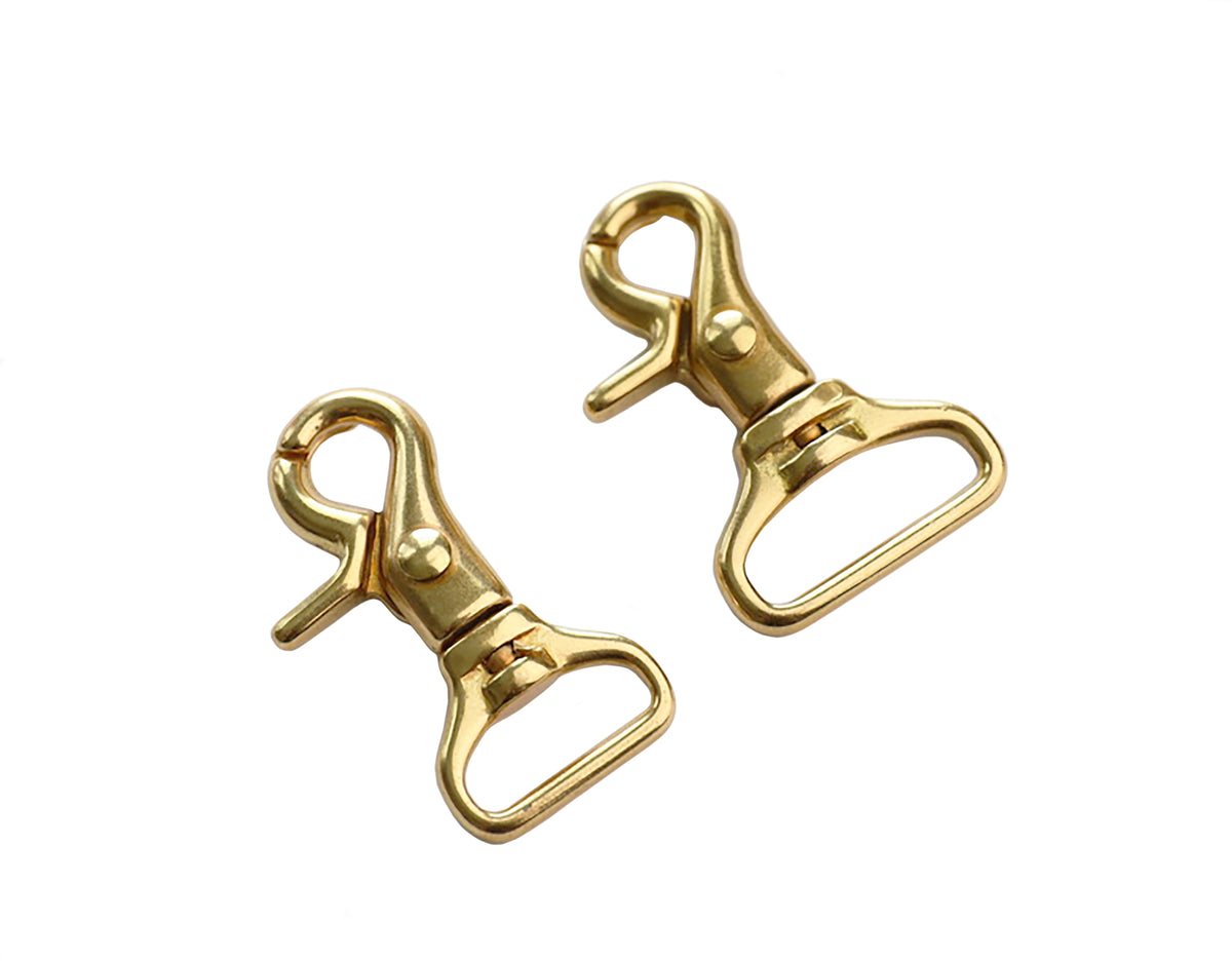Lobster Claw Snap Hooks "Flat Base" - Swivel (Solid Brass)