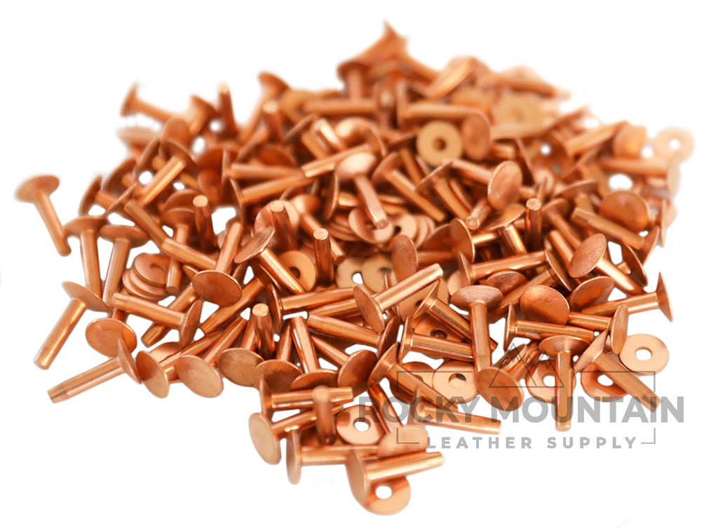 uxcell 10 Set Copper Rivets and Burrs, 12x4x21mm Solid Leather Copper Rivet  Fastener for Leather DIY Craft Supplies, Copper Tone