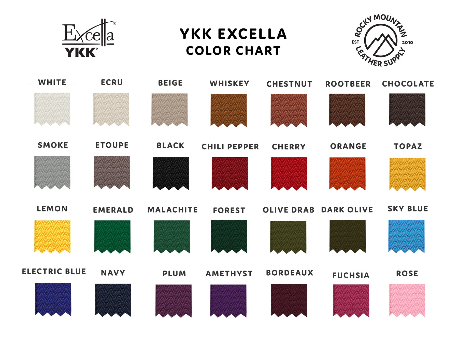 YKK - Excella Zippers - Size #3 - Single Chain (Brass) - 30 inches