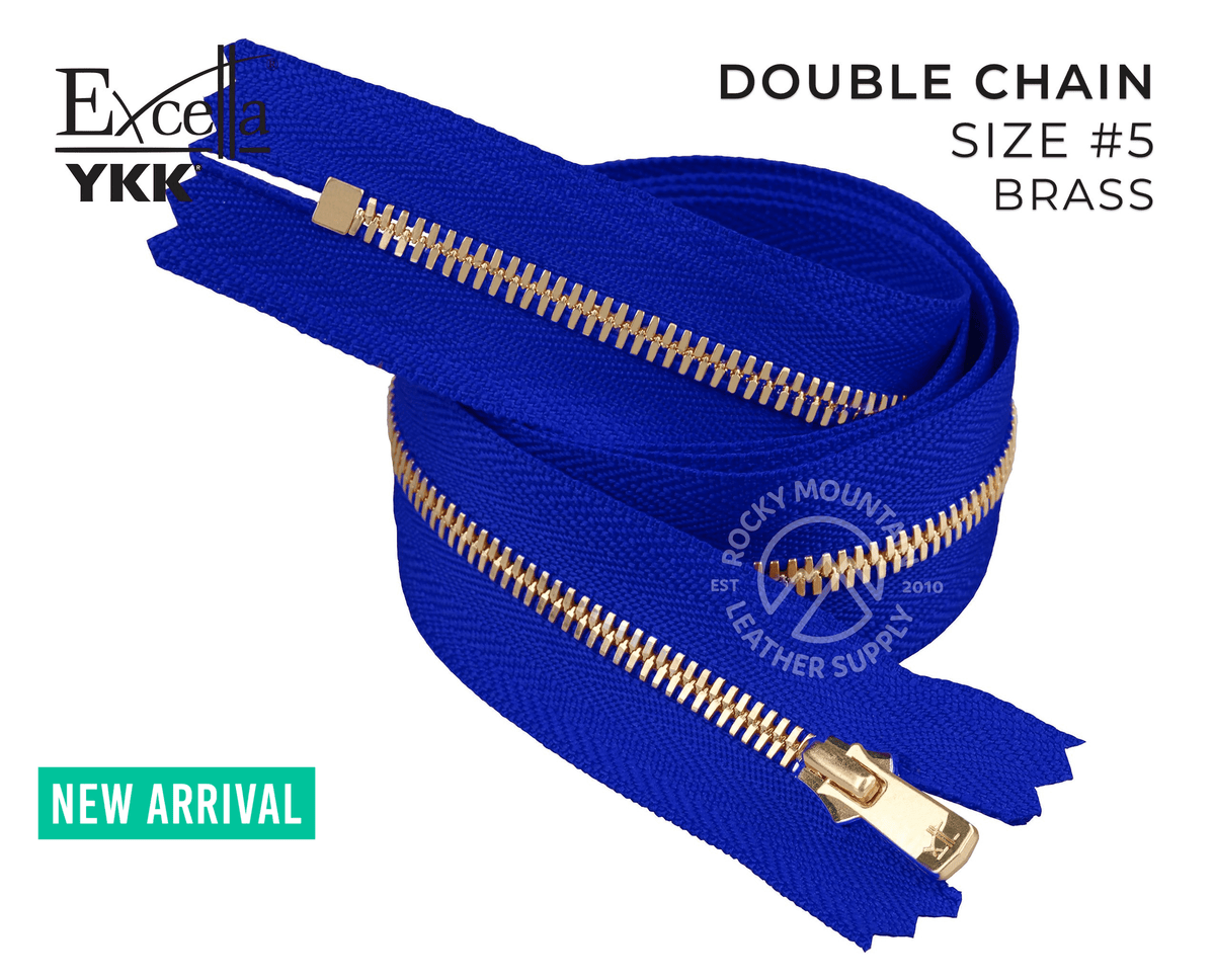 YKK Excella Zippers - Size #5 - Double Chain (Brass) - 30 inches