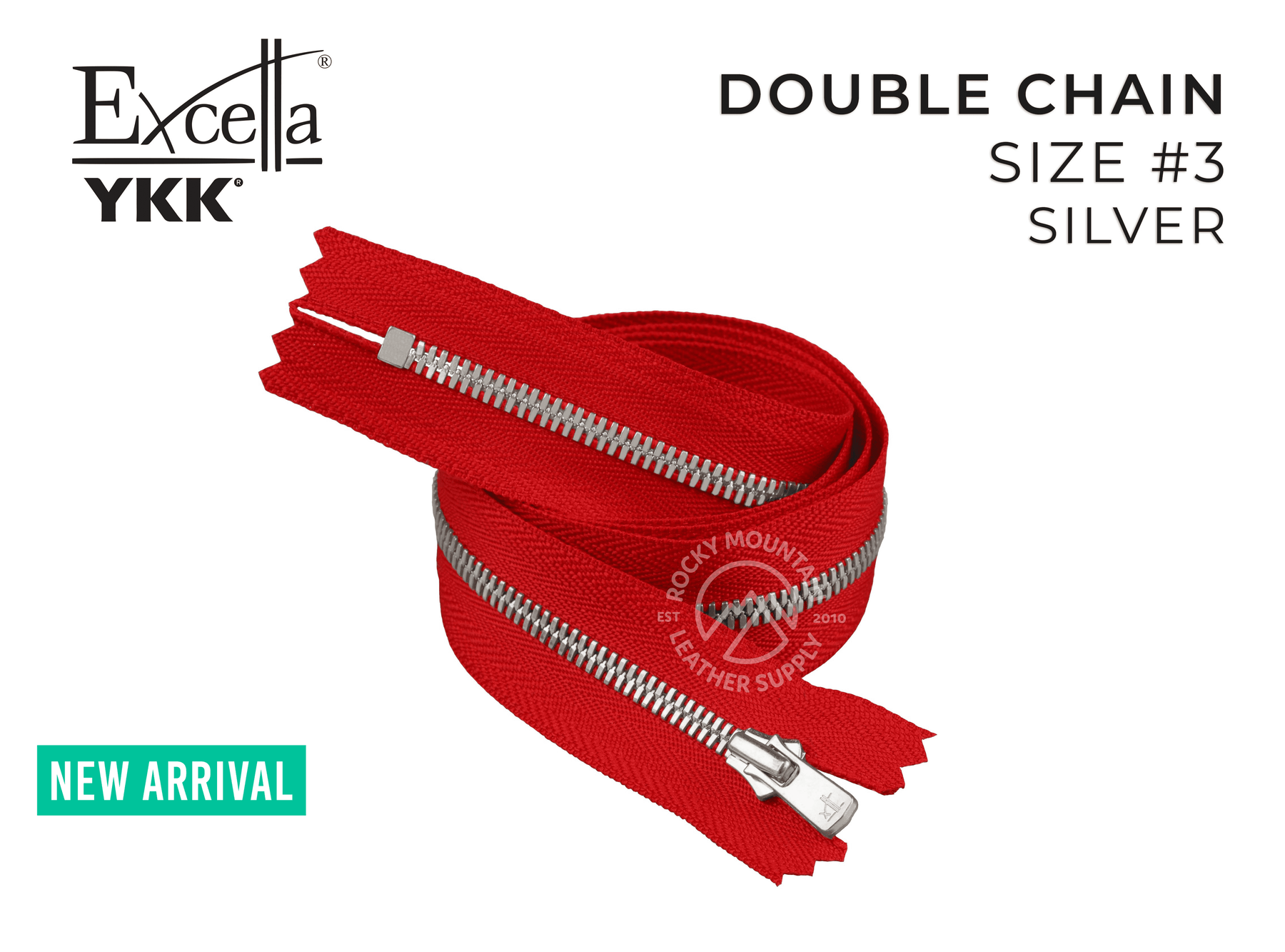 YKK Excella Zippers - Size #3 - Double Chain (Silver) - 30 inches