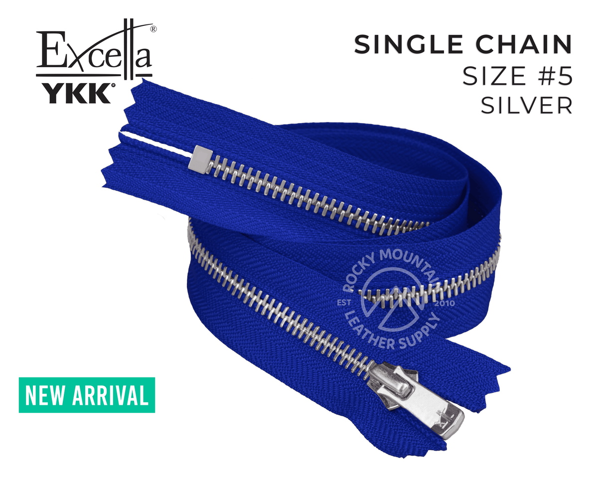 YKK Excella Zippers - Size #5 - Single Chain (Silver) - 30 inches