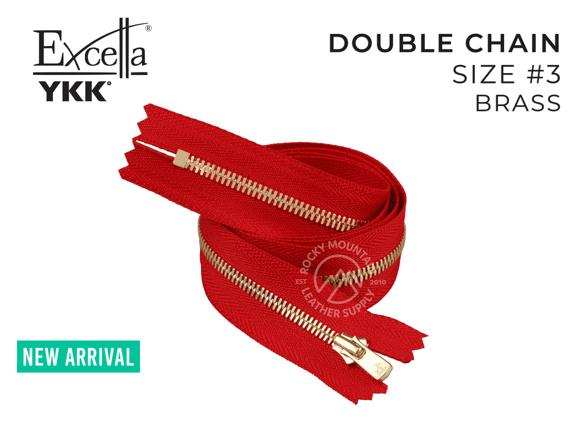 YKK Excella Zippers - Size #3 - Double Chain (Brass) - 30 inches