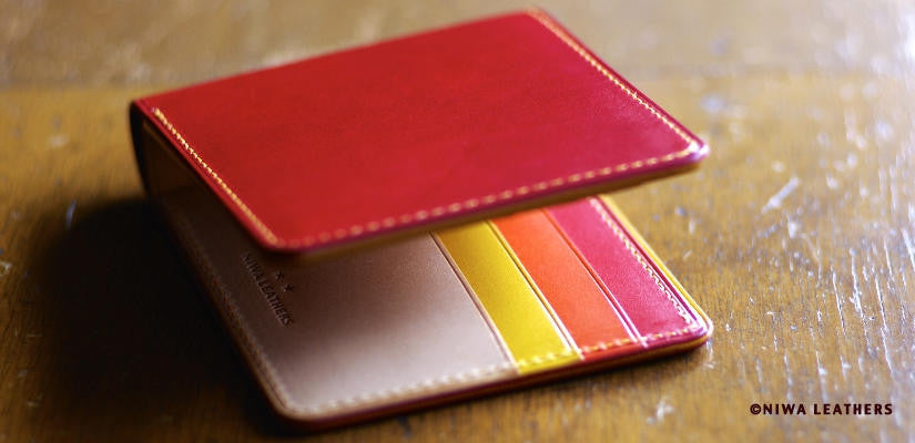 Hand Stitched Leather Mens Wallet - Veg Tanned Leather - Orange Leather Wallet - Italian Buttero Leather from Conceria Walpier - 010315