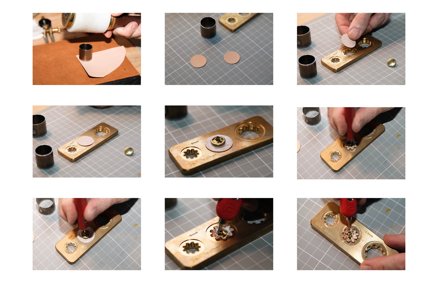 Leather Snap Cover Jig + Round Punches (4 Snap Sizes)